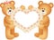 Couple Teddy Bear holding Embroidered Heart