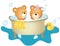 Couple teddy bear taking a bath