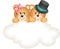 Couple teddy bears on the cloud
