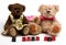 Couple teddy bears with heart. Valentine\'s day