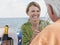 Couple Toasting Champagne On Yacht