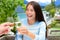 Couple toasting wine glass at outdoor restaurant