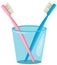 Couple toothbrush in cup