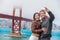 Couple tourists taking selfie photo San Francisco