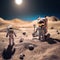 A couple of toy astronauts standing next to each other. Generative AI image.