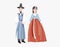 Couple in traditional korean dresses, wear korean hanbok costume