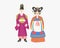 Couple in traditional korean wedding dresses, wear korean hanbok costume