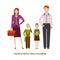 Couple with two children. Cartoon illustration