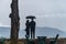 Couple under umbrella enjoying the view, Sarajevo, Bosnia and Herzegovina