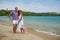 Couple on vacation at the seashore of Indian ocean