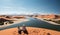 A couple viewing the Skeleton Coast sand dunes in Namibia