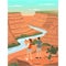 Couple visit grand canyon with river stream vector