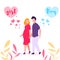 Couple Waiting Baby Girl, Boy, Vector Illustration