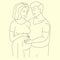 couple waiting for a new addition to the family expecting a baby linear illustration vector
