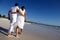 Couple walking on beach