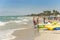 Couple walking on beach Havana