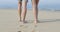Couple Walking On Beach To Sea, Legs Closeup Back Rear View, Man And Woman