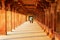 Couple walking through Lower Haramsara in Fatehpur Sikri, Uttar