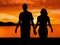 Couple walking in sunset