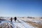 couple walking together and hold hand in beautiful cappadocia