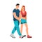 Couple walking together vector illustration on white background