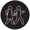 Couple walks holding hands together black vector concept icon. Couple walks holding hands together flat illustration