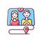 Couple wandering together RGB color icon