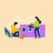 Couple washing clothes in laundry, Laundry Time, Couple Make Washing Clothing illustration, Couple Washing Machine, Man woman with