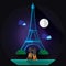 couple watching eiffel tower. Vector illustration decorative design