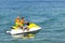 Couple on waverunner jetski ride in the Ionian Sea