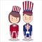 Couple wear celebration USA America patriotism fourth july costume stripes using uncle sam hat vector illustrator