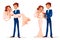 Couple wedding bride and bridegroom vector illustration