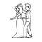 couple wedding dancing outline