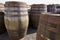 A couple of whisky barrels in a Scottish distillery