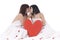 Couple of woman in love isolated in white