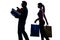 Couple woman man christmas present shopping silhouette