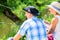 Couple, woman and man, with fishing rods sport angling