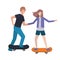 Couple woman with skateboard avatar character