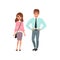 Couple of young people, young man and woman standing together, stage of growing up concept vector Illustration on a