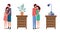 Couples of girl and boy with home furniture vector design