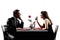 Couples lovers dating dinner silhouettes