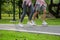 Couples of Man and Woman Running in The Public park