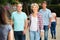 Couples of mature males and females walking on holiday