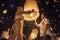 Couples releasing lanterns in the sky during Yi Peng festival, Thailand