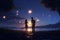 Couples Sharing Romantic Moonlit Walks Holding
