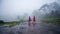 Couples tourist with rain coat walking travel adventure nature in the rain forest. travel nature, Travel relax, Travel Thailand,