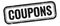 COUPONS text on black grungy vintage stamp