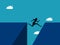 Courage And challenge concept. Businesswoman jumps over the gap.