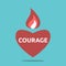 Courageous heart with flame