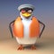Courageous sailor captain penguin stands ready to sail the seven seas, 3d illustration